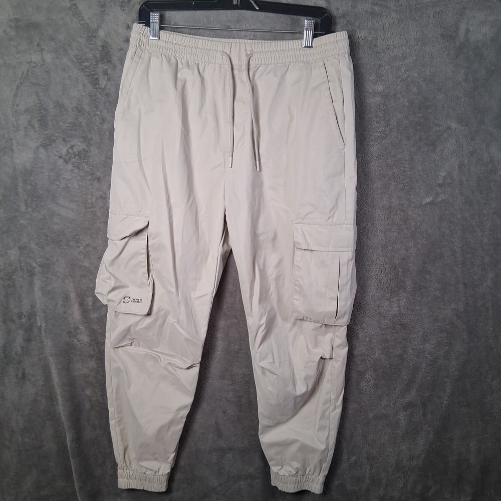 Zara Pants Women's Size Medium Beige Cargo‎ Jogger Tapered Casual Drawstring